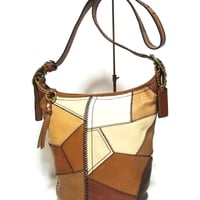 Excellent Vintage Coach Rare 11462 Limited 600 Only of Japan Bleecker Duffle Bucket Bag Patchwork