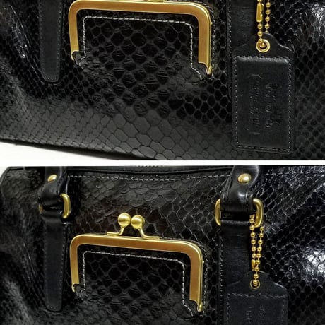 Excellent Vintage Coach Very Rare 12815 Bleecker Street Ltd Ed. Python Embossed Black Leather