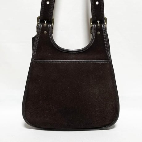 Excellent Vintage Coach Rare 9014 Crescent Berkeley Suede Saddle Bag Brown Leather Shoulder Bag