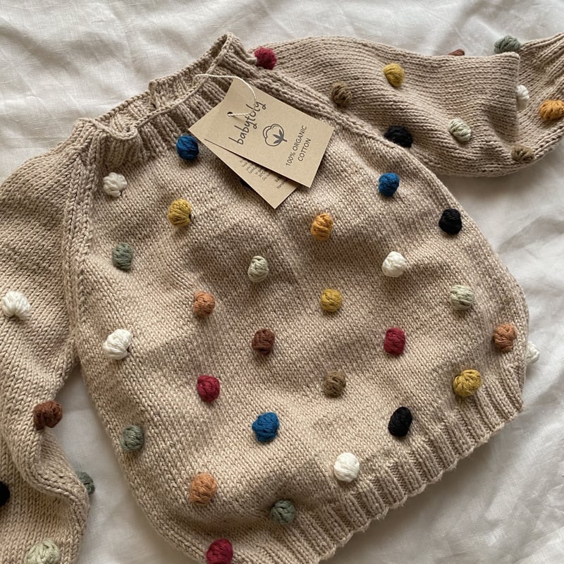 babytoly Rainbow Popcorn Sweater beige 1-3y セー...