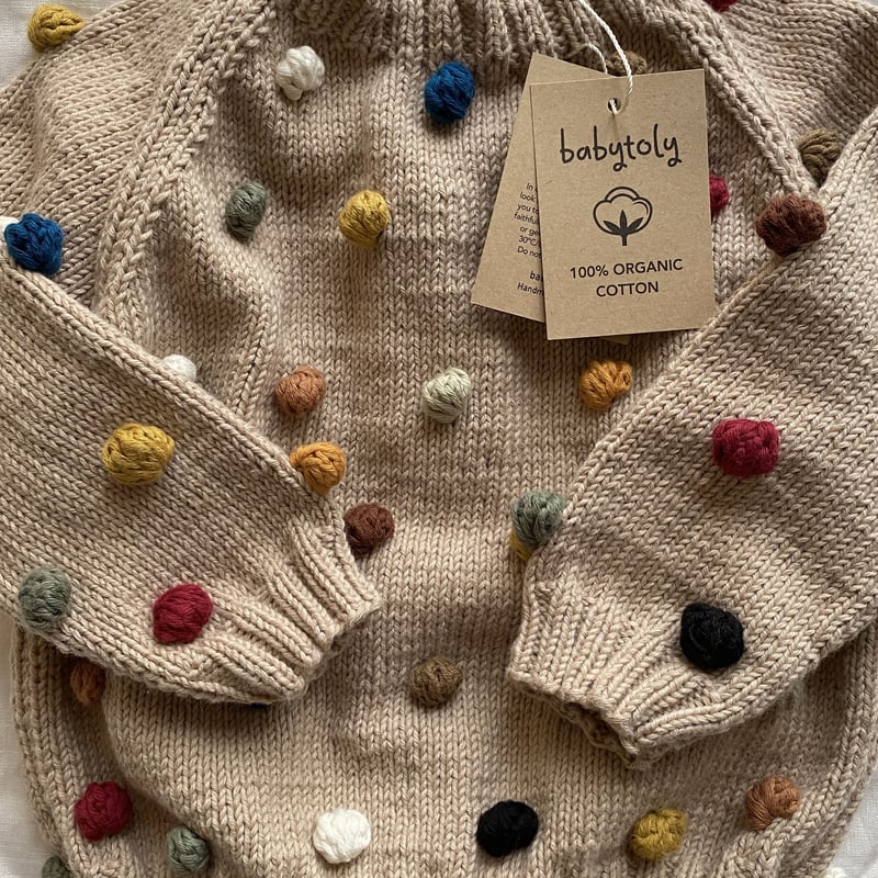 babytoly Rainbow Popcorn Sweater beige 1-3y セー...