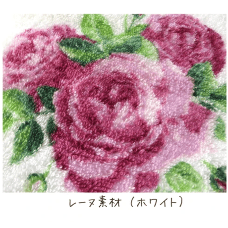 ふわふわ厚みのある ハンカチ【日本製】ローズ　薔薇柄　花柄