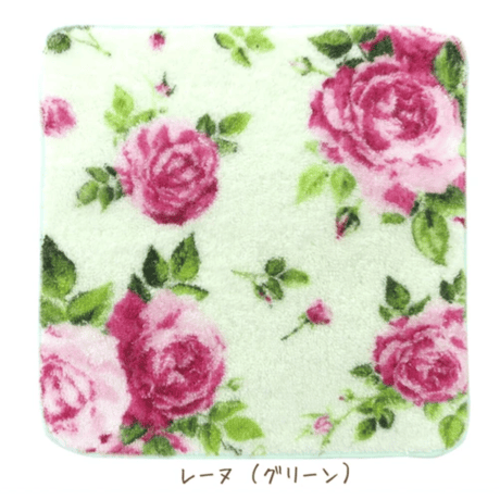 ふわふわ厚みのある ハンカチ【日本製】ローズ　薔薇柄　花柄