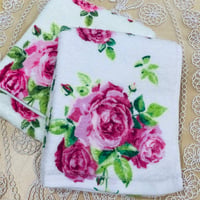ふわふわ厚みのあるフェイスタオル【日本製】ローズ　薔薇柄　花柄