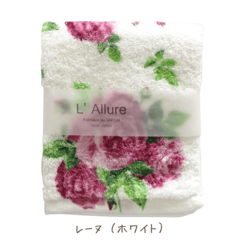 ふわふわ厚みのあるフェイスタオル【日本製】ローズ 薔薇柄 花柄