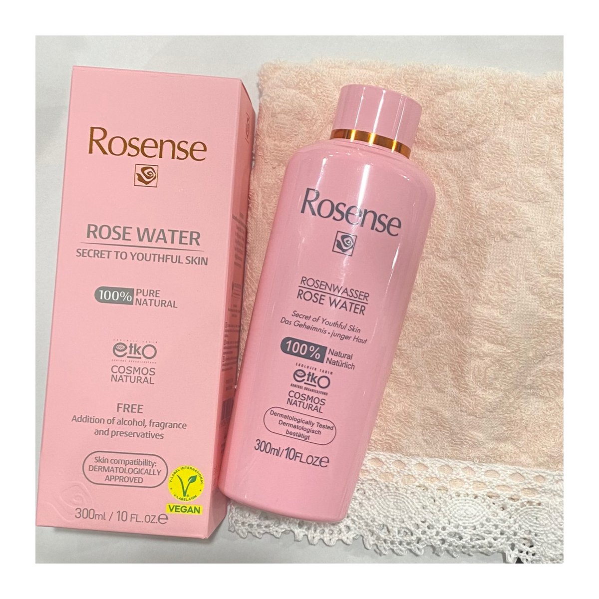 rose タオル ギフトBOX入】ローズウォーター＆ばらとレースのハンドタオル