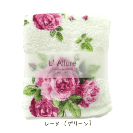 ふわふわ厚みのあるフェイスタオル【日本製】ローズ　薔薇柄　花柄