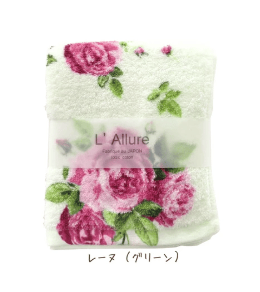 ふわふわ厚みのあるフェイスタオル【日本製】ローズ 薔薇柄 花柄