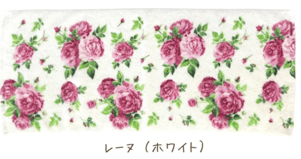 ふわふわ厚みのあるフェイスタオル【日本製】ローズ 薔薇柄 花柄