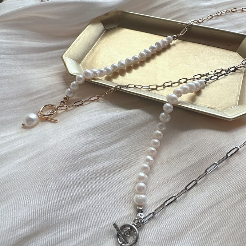 淡水パールのネックレス＊ゴールド/シルバー | ori．-おりどっと-