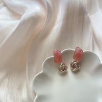 ピンク×ゴールドピアス/イヤリング
