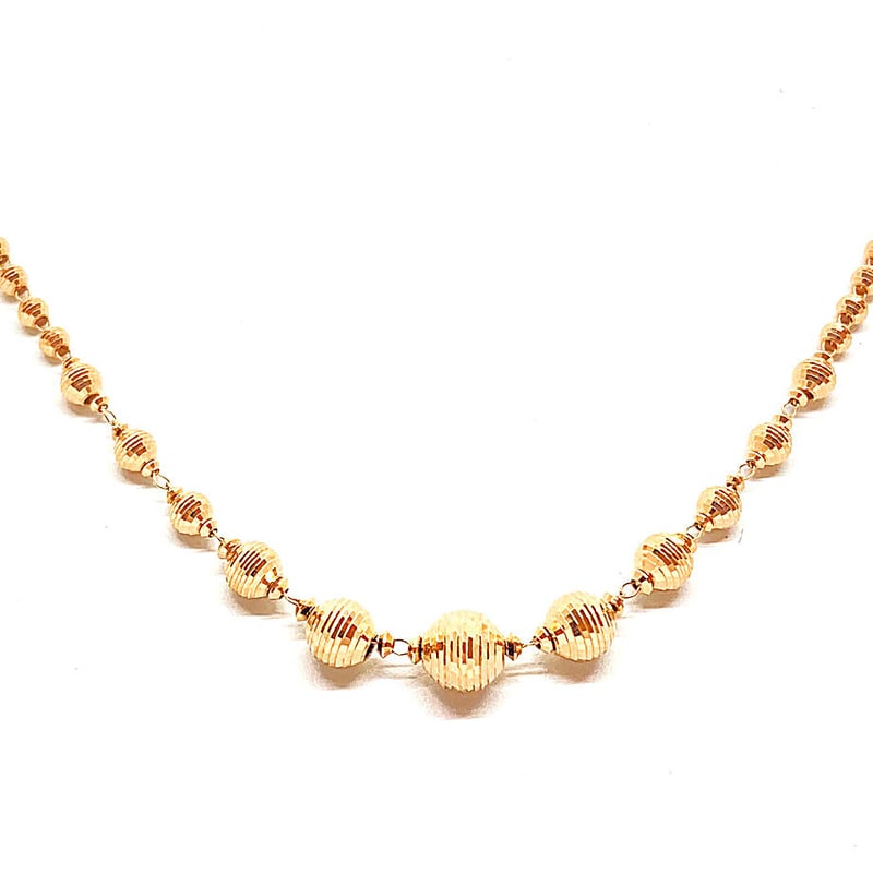 K18 ピンクゴールド クリスタルビーズ ロング ネックレス ペンダント