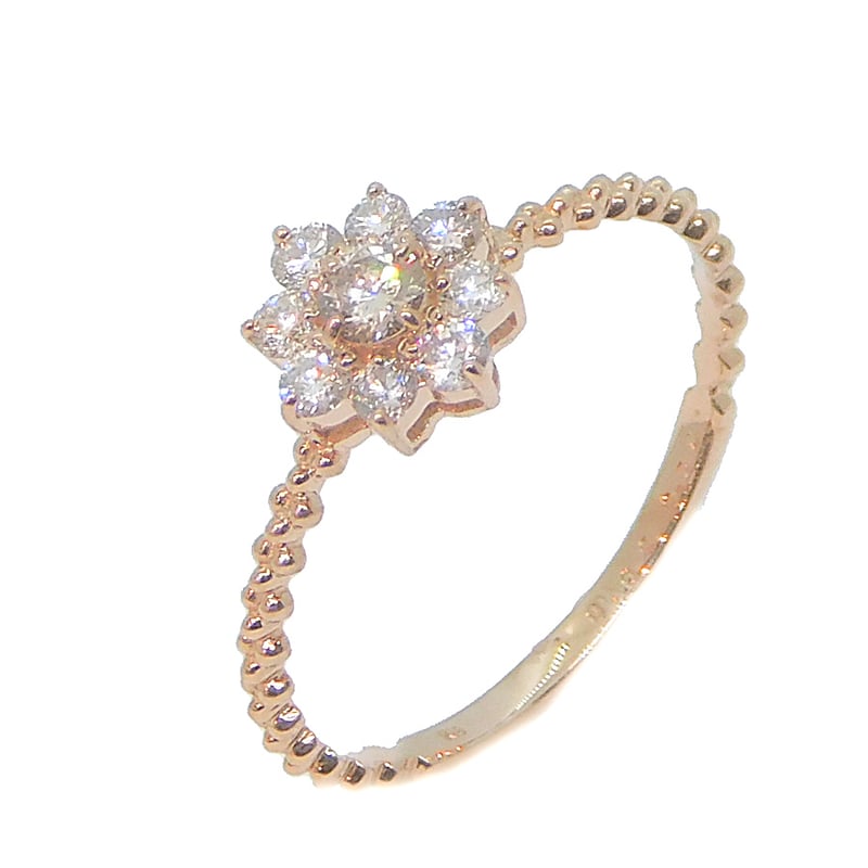 K18 PG ピンクゴールド ダイヤモンド リング 0.24 0.09ct H&C 指輪 |