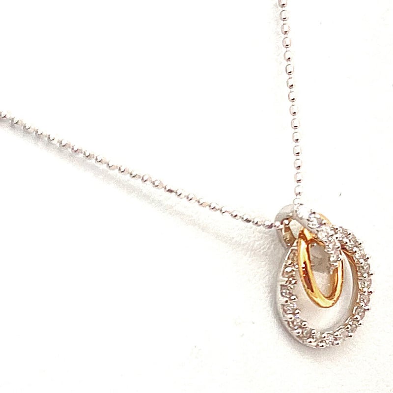 K18 WG PG ダイヤモンド サークル ネックレス ペンダント D0.25ct K18 W