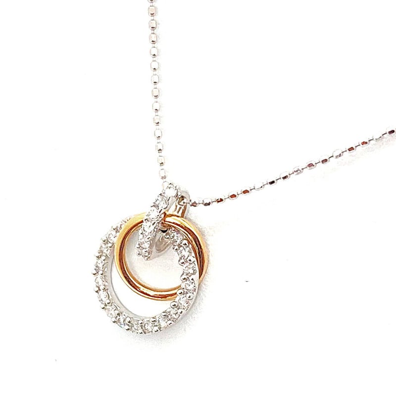 K18 WG PG ダイヤモンド サークル ネックレス ペンダント D0.25ct K18 W