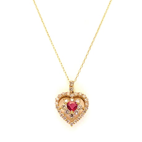 K18 YG  ルビー ダイヤモンド ネックレス ペンダント R0.1ct D0.2ct K18 YG Ruby Diamond Necklace R0.1ct D0.2ct