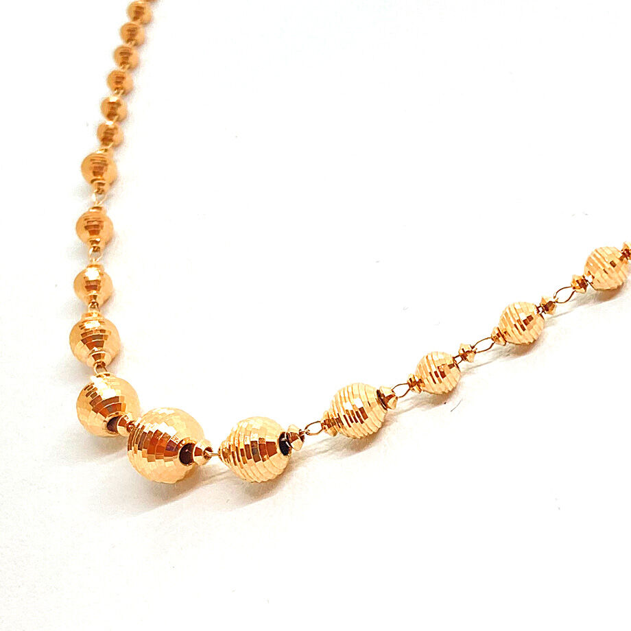 ブロンズ姫❗️k18 ボール型ネックレストップ K18 ピンクゴールド クリスタルビーズ ロング ネックレス