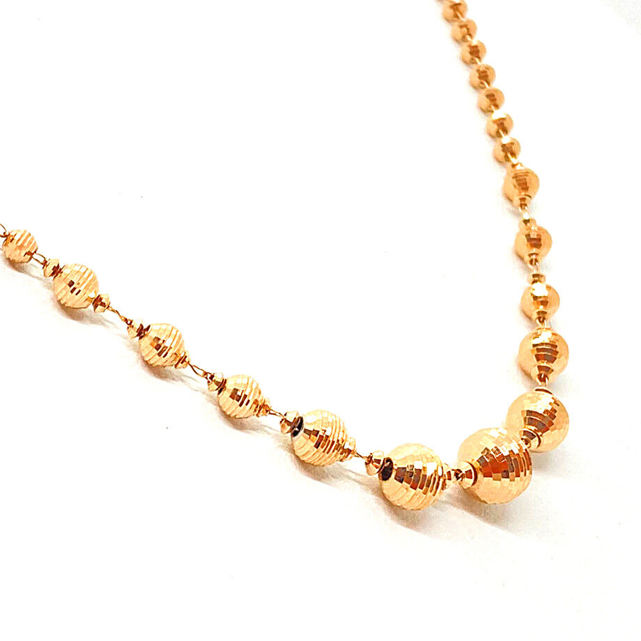 K18 ピンクゴールド クリスタルビーズ ロング ネックレス ペンダント