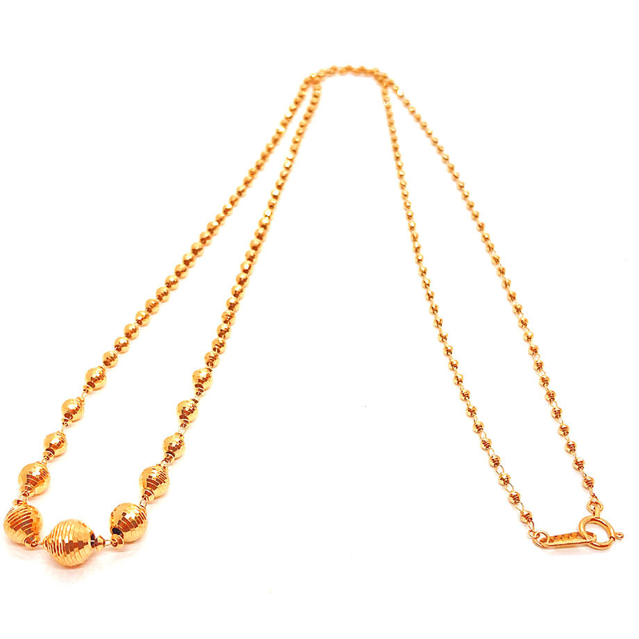 K18 ピンクゴールド クリスタルビーズ ロング ネックレス