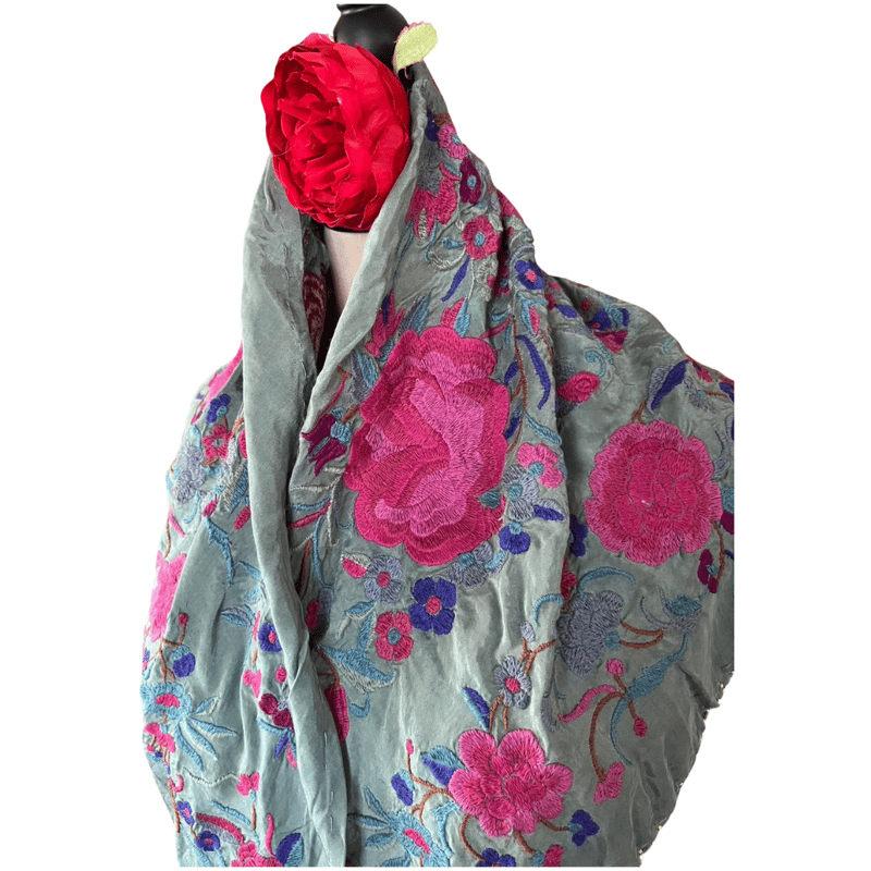 シルク製マントンシージョ（水色） | Feliz dia