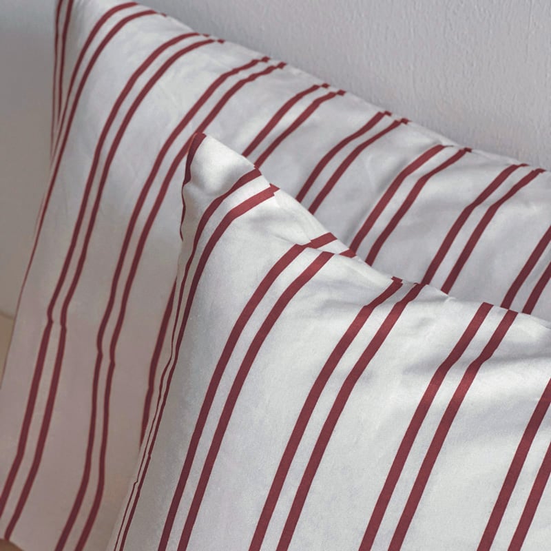 pillowcase-03007 white×red ダブルストライプ 枕カバー 2枚セット