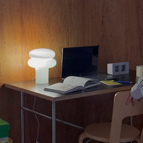 light-03397　USB ホワイトガラス 3色調光 テーブルランプ LED