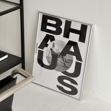 poster-03074　BAUHAUS レタリング シルバーフレーム アートポスター 50×40cm