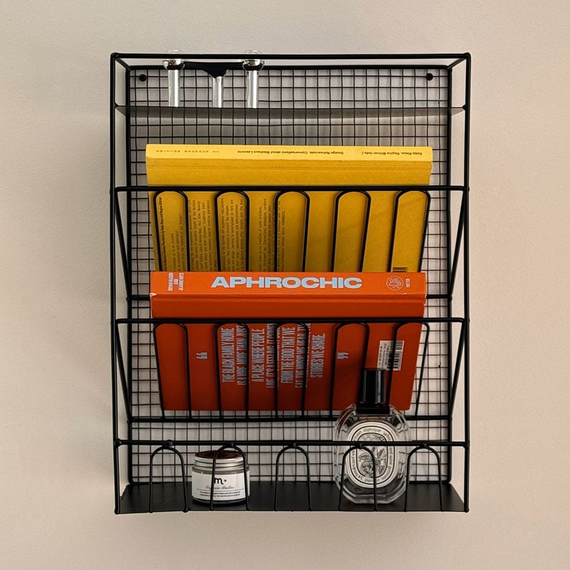 wallrack-03048 アイアンメッシュ ウォールラック ブラック