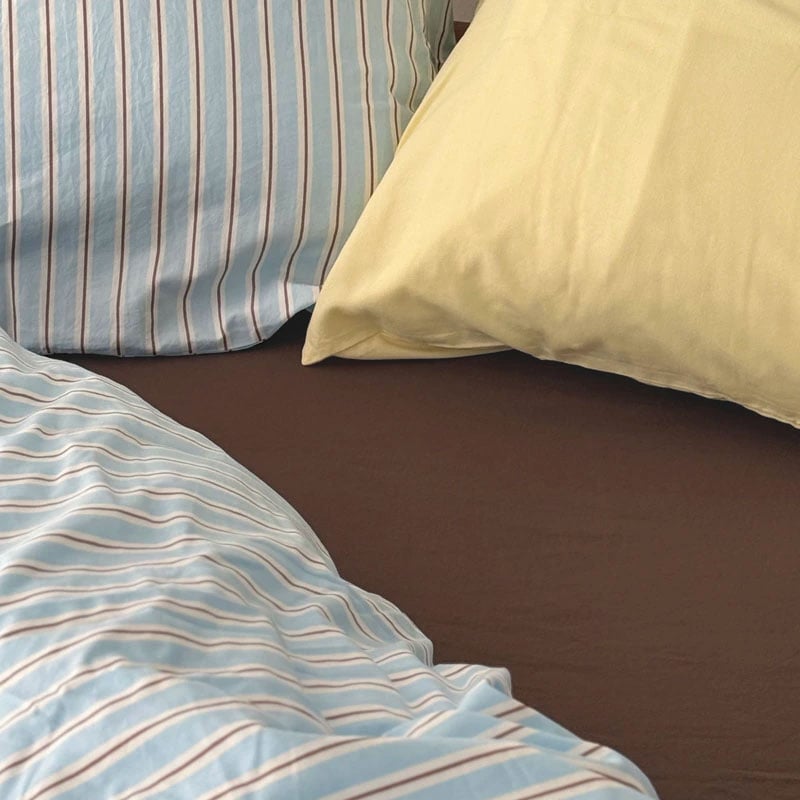 beddingsets-03125 blue×brown ストライプ 布団カバーセット | A