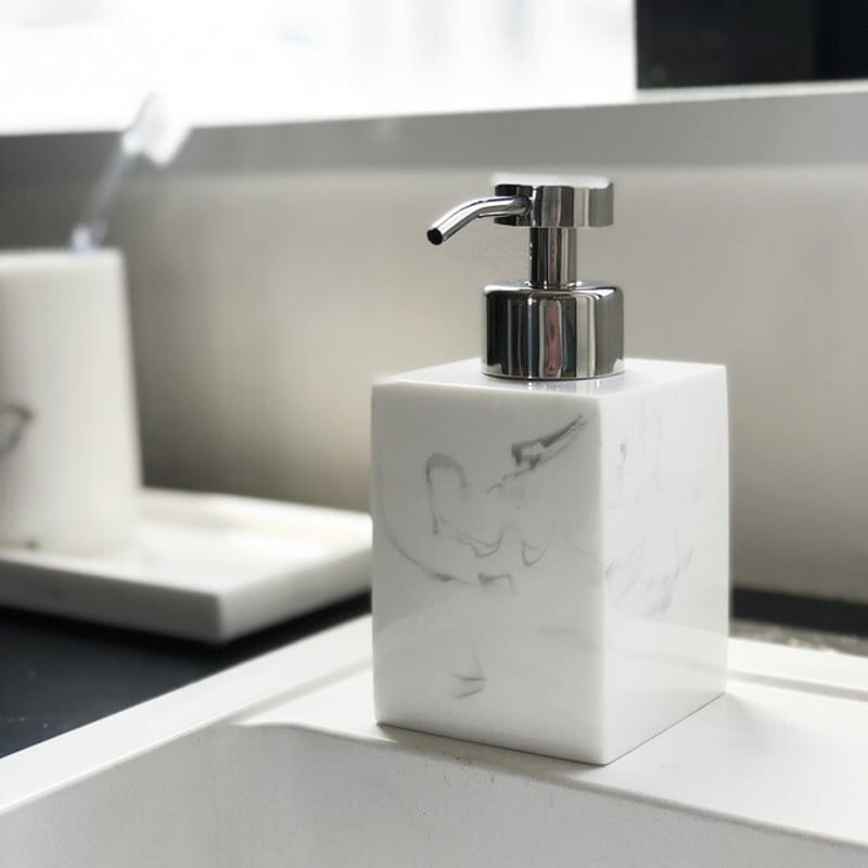 toiletries-03003 大理石柄 泡タイプ 詰め替えボトル 歯ブラシスタンド