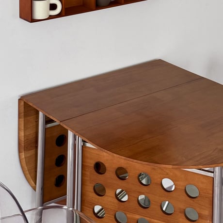 table-03213　受注販売　折り畳み オーバル天板 ホールレッグ ダイニングテーブル ブラウン