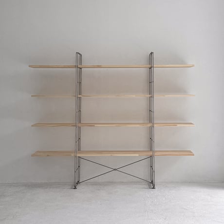 rack-03068　天然木 ナチュラル ステンレスフレーム 4段 シェルフユニット