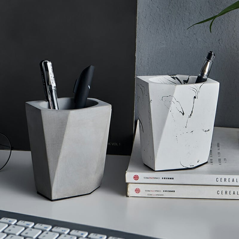 stationery-03014 セメント ペンスタンド カトラリースタンド 大理石柄 