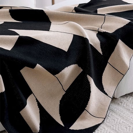 blanket-03053　geometric pattern ニットブランケット 130×180