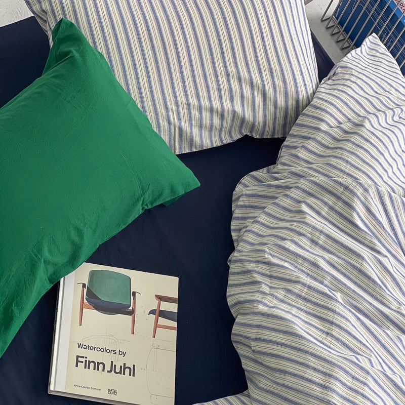 beddingsets-03035 white×blue クラスターストライプ 布団カバーセッ