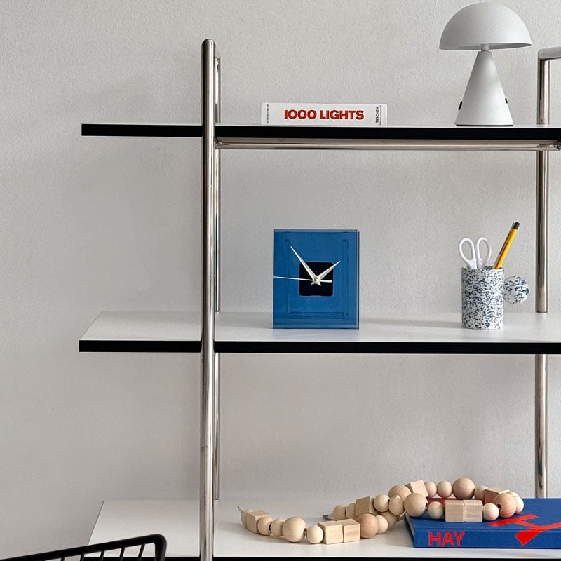 clock-03070 block カラーガラス テーブルクロック 置き時計 静音 | ART