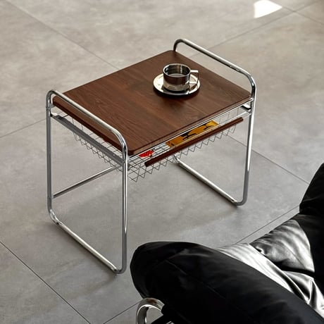 table-03200　バスケット収納付き ミニテーブル 47cm×36cm×H48cm