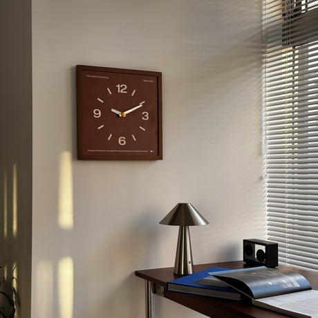 clock-03113　Brown / Green カラーパネル スクエア ウォールクロック 掛け時計 静音