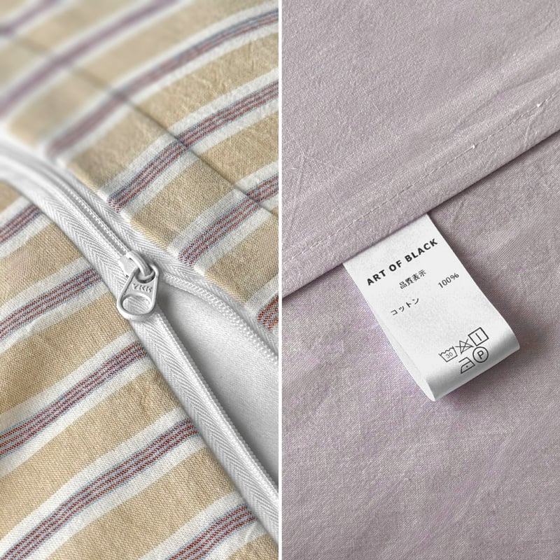 beddingsets-03114 beige×purple ストライプ 布団カバーセット |