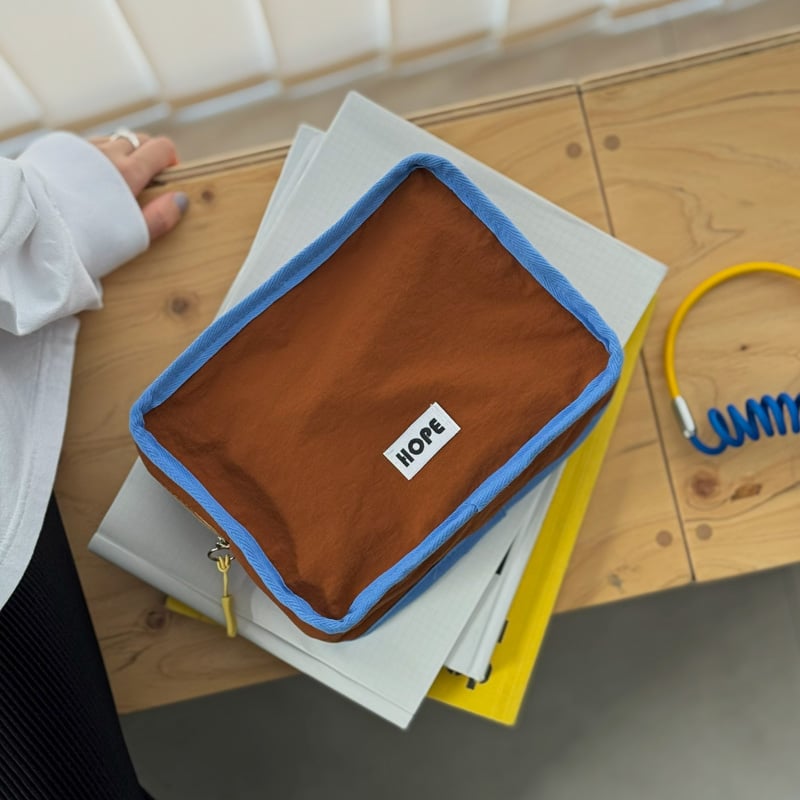 予約販売1月中旬～1月下旬頃発送予定 pouch-03003 Blue×brown ポーチ 大