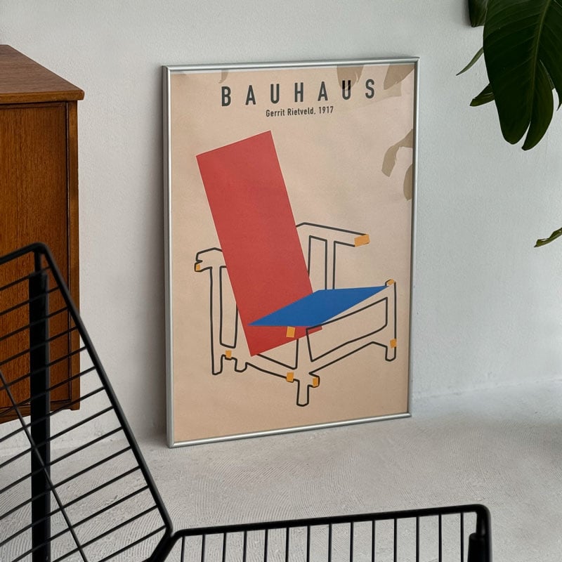 poster-03113 BAUHAUS レッド＆ブルーチェア Gerrit Rietveld