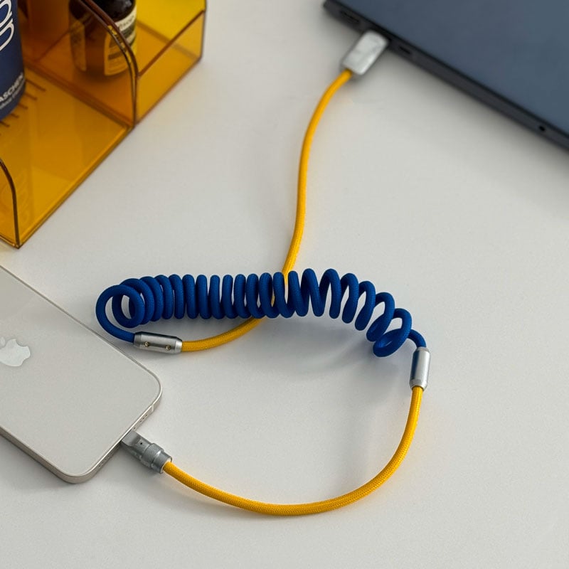 iphone-03027 バイカラー USBコイルケーブル充電コード | ART OF iphone-03027 バイカラー USBコイルケーブル充電コード | ART OF