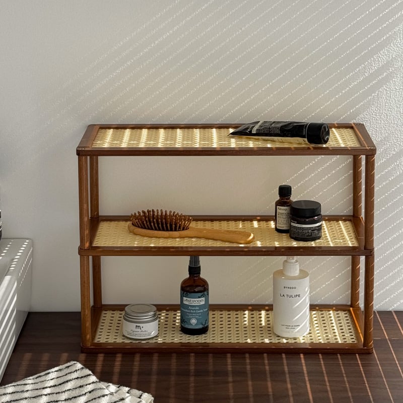 rack-03101 ラタン調 3段 ディスプレイラック | ART OF BLACK