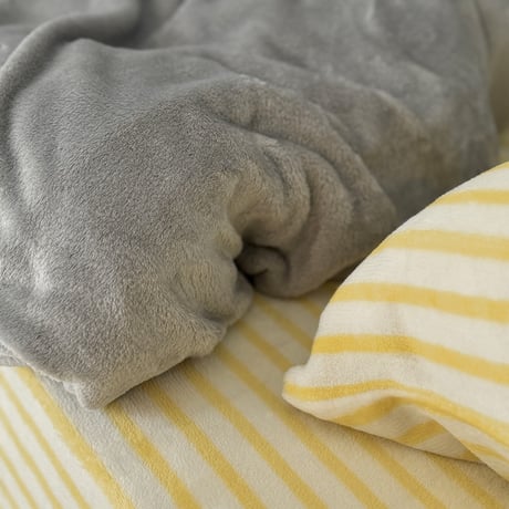 beddingsets-03079　yellow ストライプ あたたか ファイバー厚手 起毛 布団カバーセット