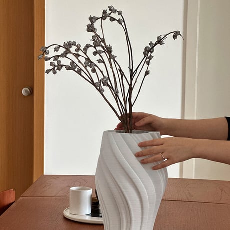 flowervase-03311　Graceful Twist 3Dプリンター セラミック フラワーベース 花瓶
