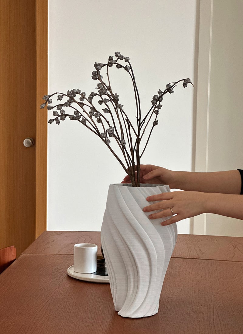 flowervase-03311 Graceful Twist 3Dプリンター セラミック フ