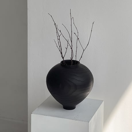 flowervase-03309　wood texture ブラック フラワーベース 花瓶