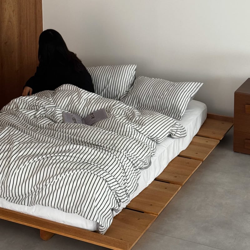 beddingsets-03107 black×white ストライプ 布団カバーセット |