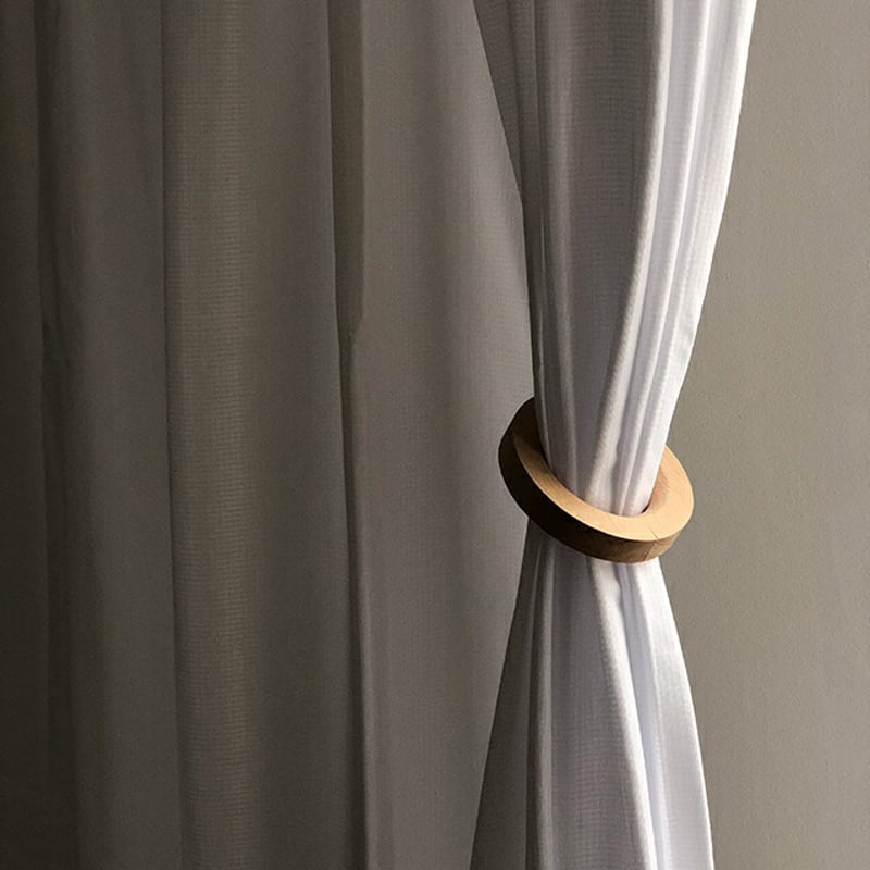 curtain-03002 2個セット ウッドリング カーテンホルダー マグネット式