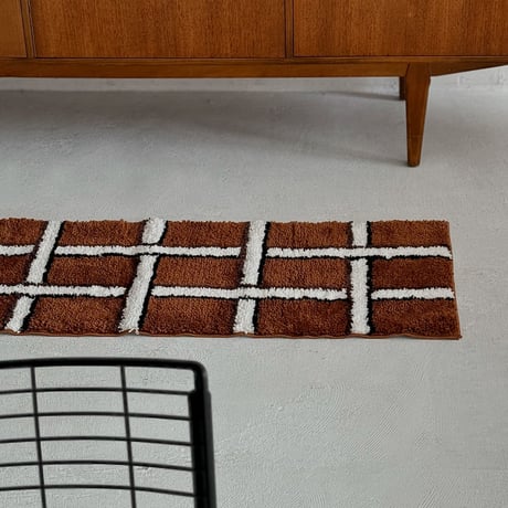 rug-03088　weave ブラウン ロングラグ 40cm×120cm